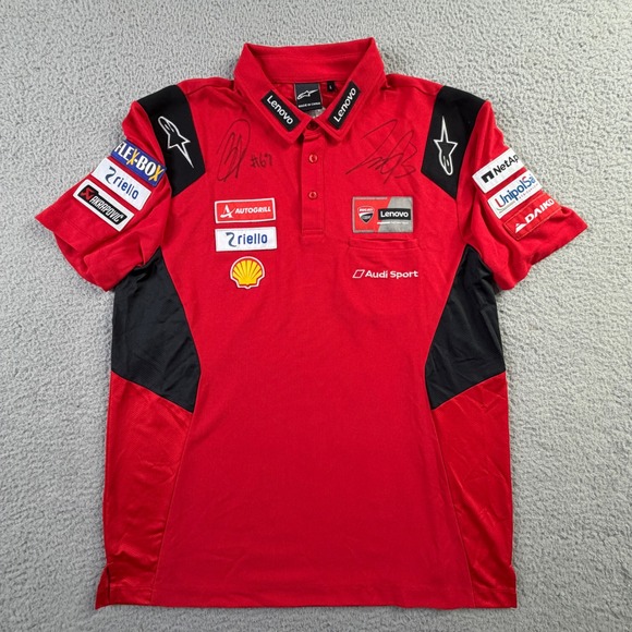 Ducati Lenovo Racing Team MotoGP Francesco Bagnaia Jack Miller Signed Polo Large